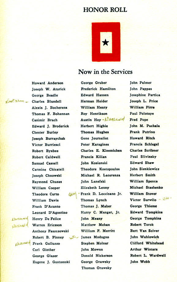 Machlett Laboratories, Honor Roll 1945