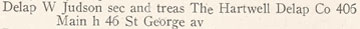 Listing of Delap main residence in the 1913 Stamford Register.