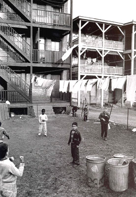 Children playing at Pacific Street tenements