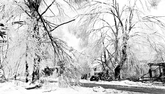 High Ridge Road in the snow