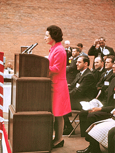 Lady Bird at the podium